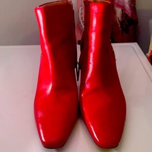 Zara striking red boots with zippers on side